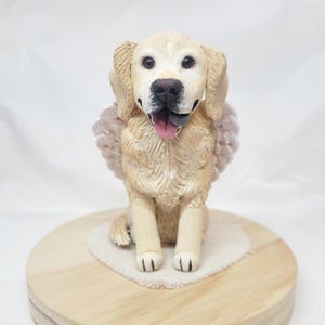 Dog Memorial Figurine. Perfect gift for dog owners. Clay model of dog with angel wings. Rainbow Bridge Memorial gift.  Thoughtful dog gift.
