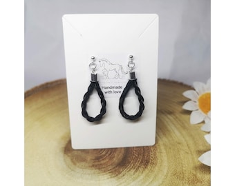 Sterling silver stud horsehair earrings