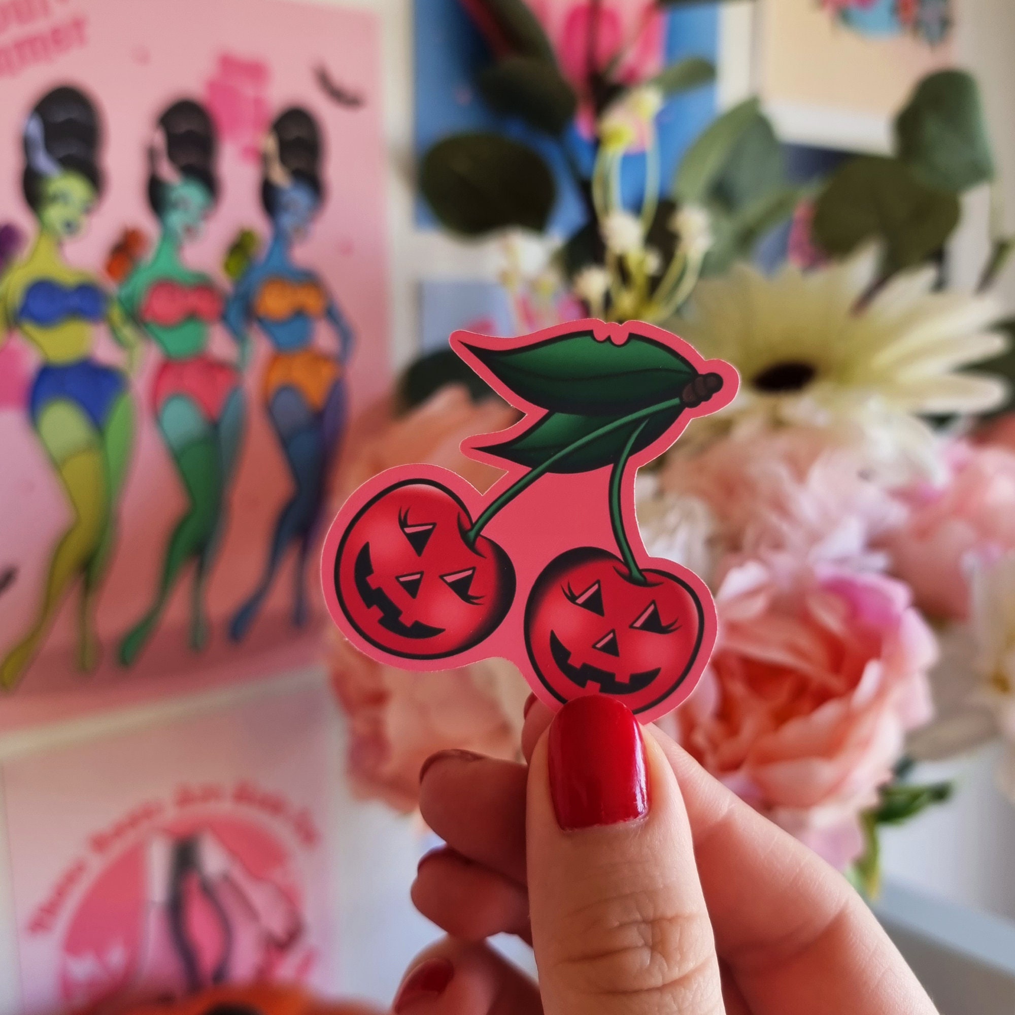 Pink & Spooky Sticker Horror Matte Sticker Halloween Etsy