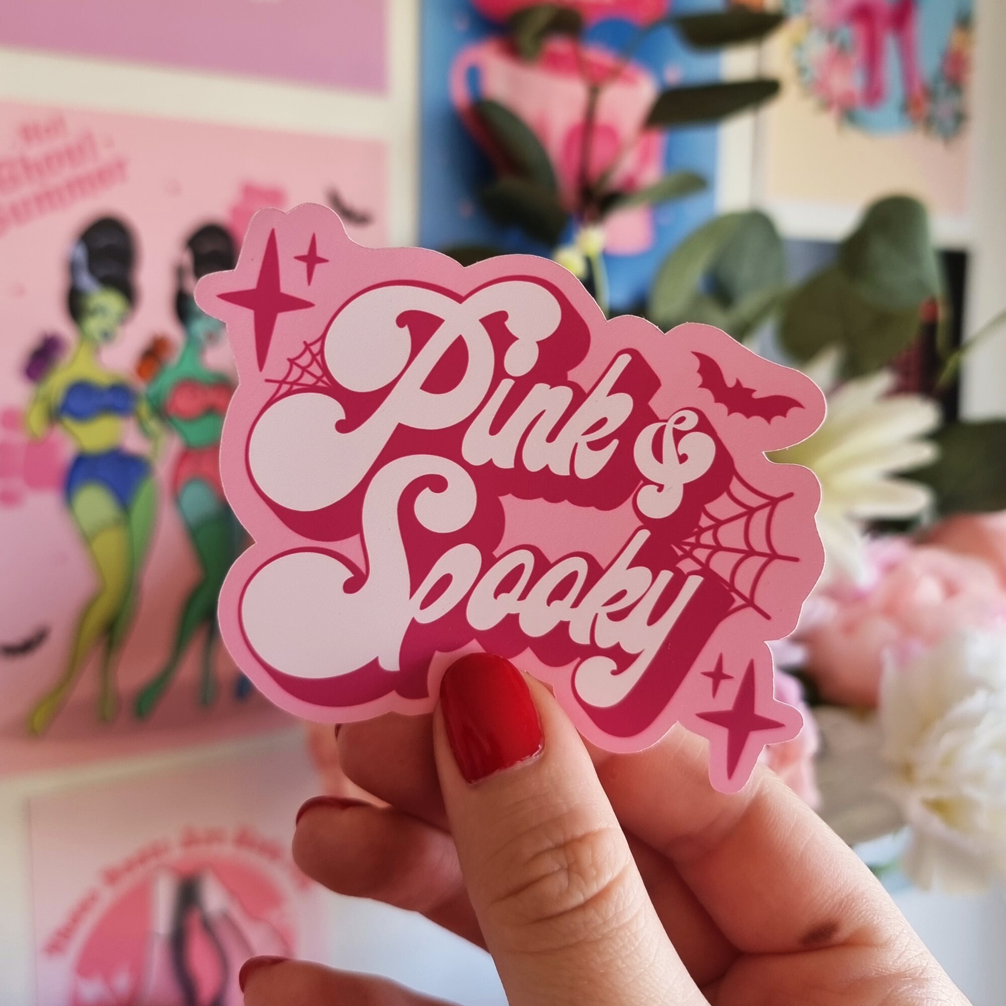 Pink & Spooky Sticker Horror Matte Sticker Halloween Etsy