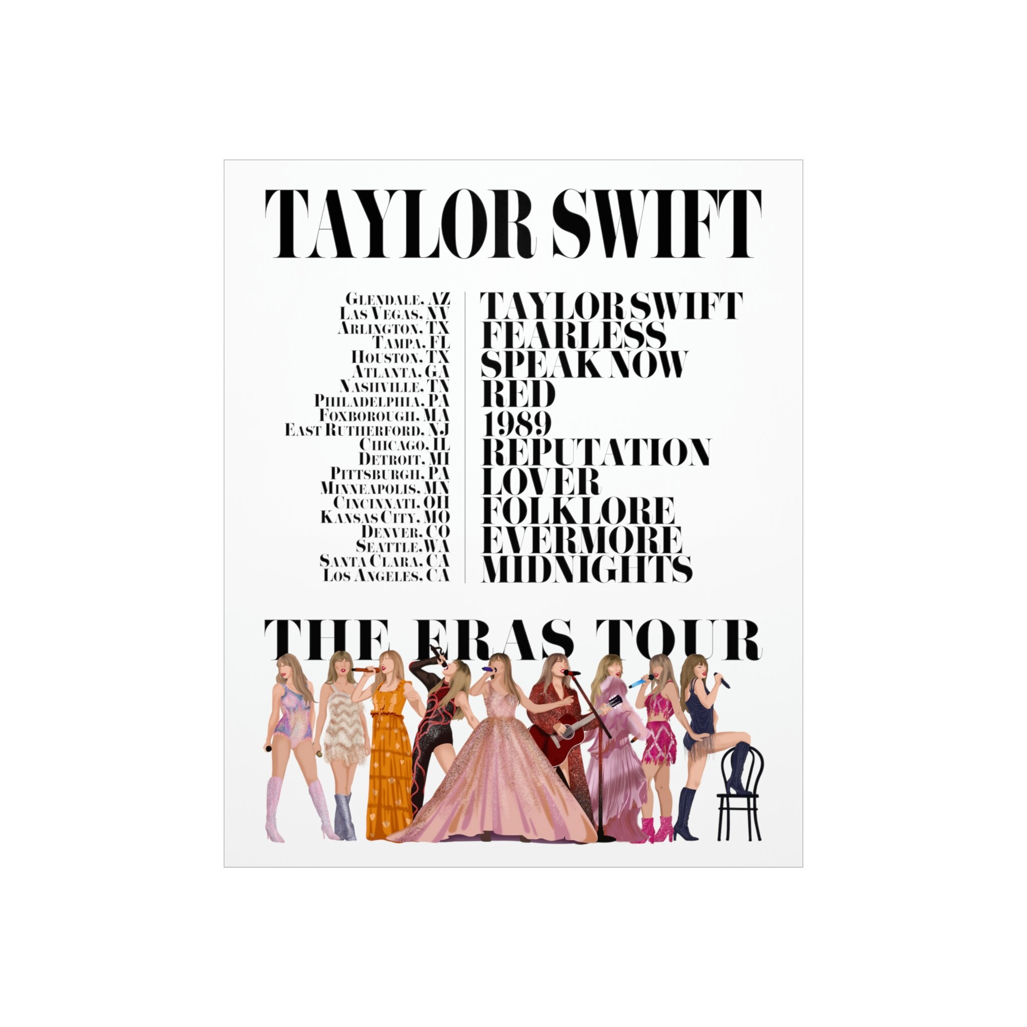 The Eras Tour Poster ALL DATES TS Eras Tour Costume Poster Designed