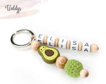 Sleutelhanger, Sleutelhanger, Avocado, beige, groene baby accessoires, Doop