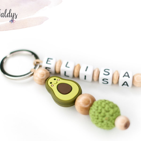 Keychain, Key Pendant, Avocado, beige, green baby accessories, Baptism