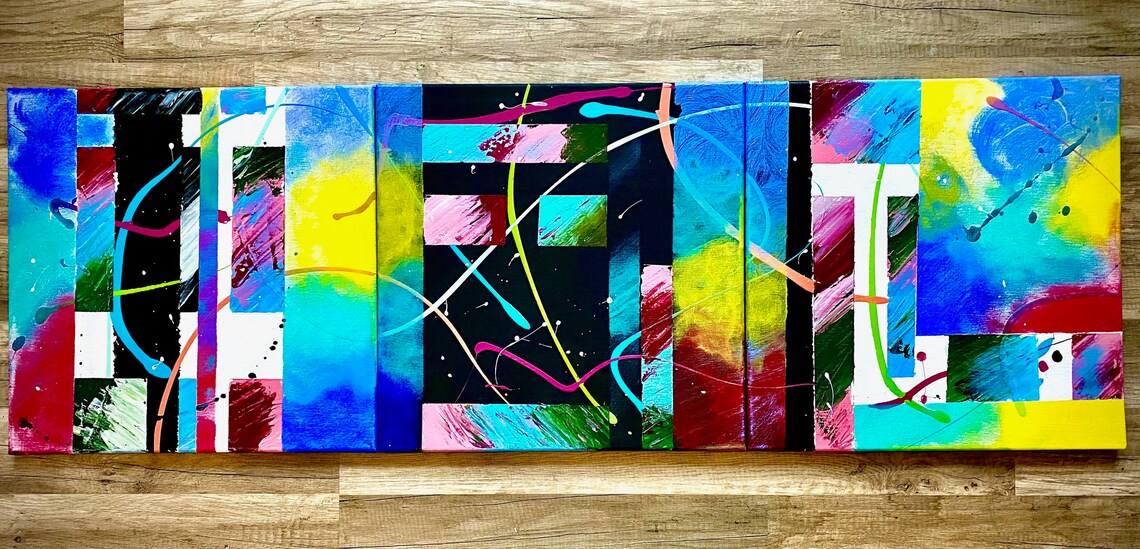 Original Abstract Triptych Painting Wall Art Wall Decor Etsy UK