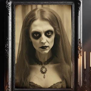 Vintage Gothic Bride 8x10 Portrait - Creepy Victorian Woman, Dark Horror Art Print