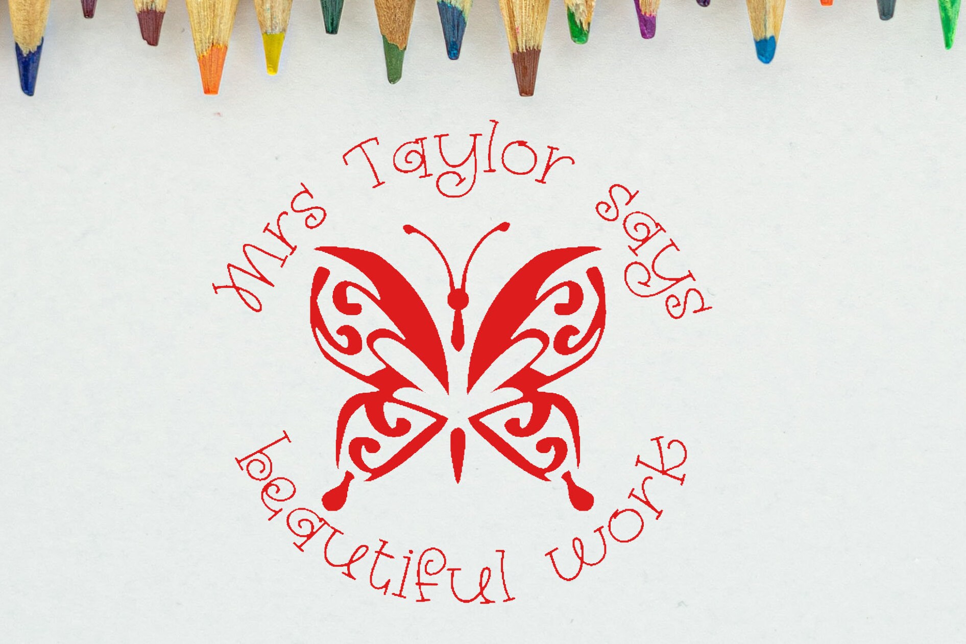 custom name stamp school teacher kids book self ink pre butterfly presonalized 