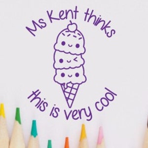 Customised self-inking teacher merit stamp. This is very cool. Ice Cream. Custom made. image 1