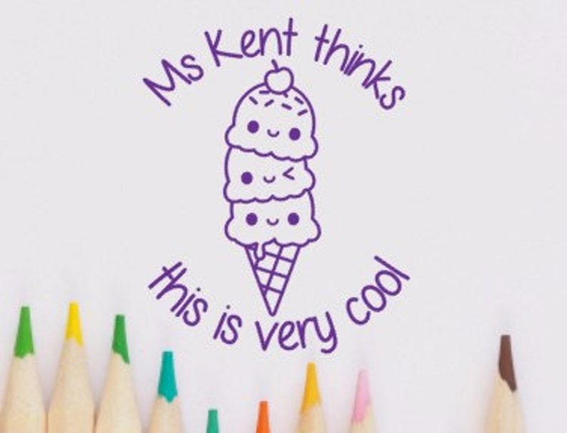 Customised self-inking teacher merit stamp. This is very cool. Ice Cream. Custom made. image 1