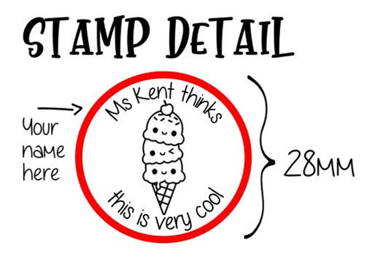 Customised self-inking teacher merit stamp. This is very cool. Ice Cream. Custom made. image 2