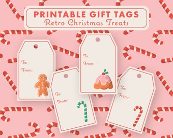 Printable Christmas Gift Tags: Retro Christmas Treats Digital Download