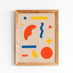 80s 90s Abstract Shapes Digital Art Print Instant Download 11x14 and 8x10 Red Orange Yellow Blue