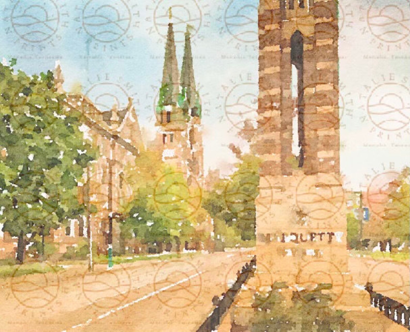 OPCIONES Marquette University Wall Art College Watercolor Etsy