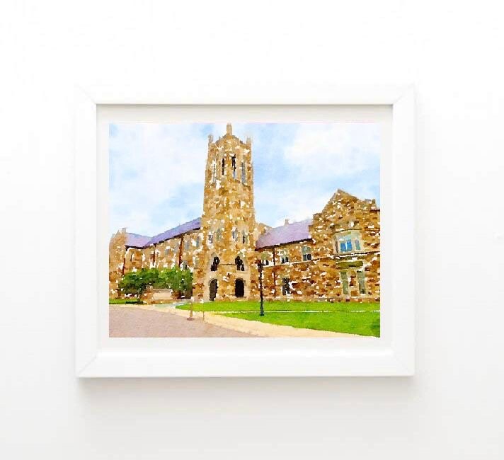 OPTIONS Barrett Library Rhodes College Watercolor Print Wall Etsy