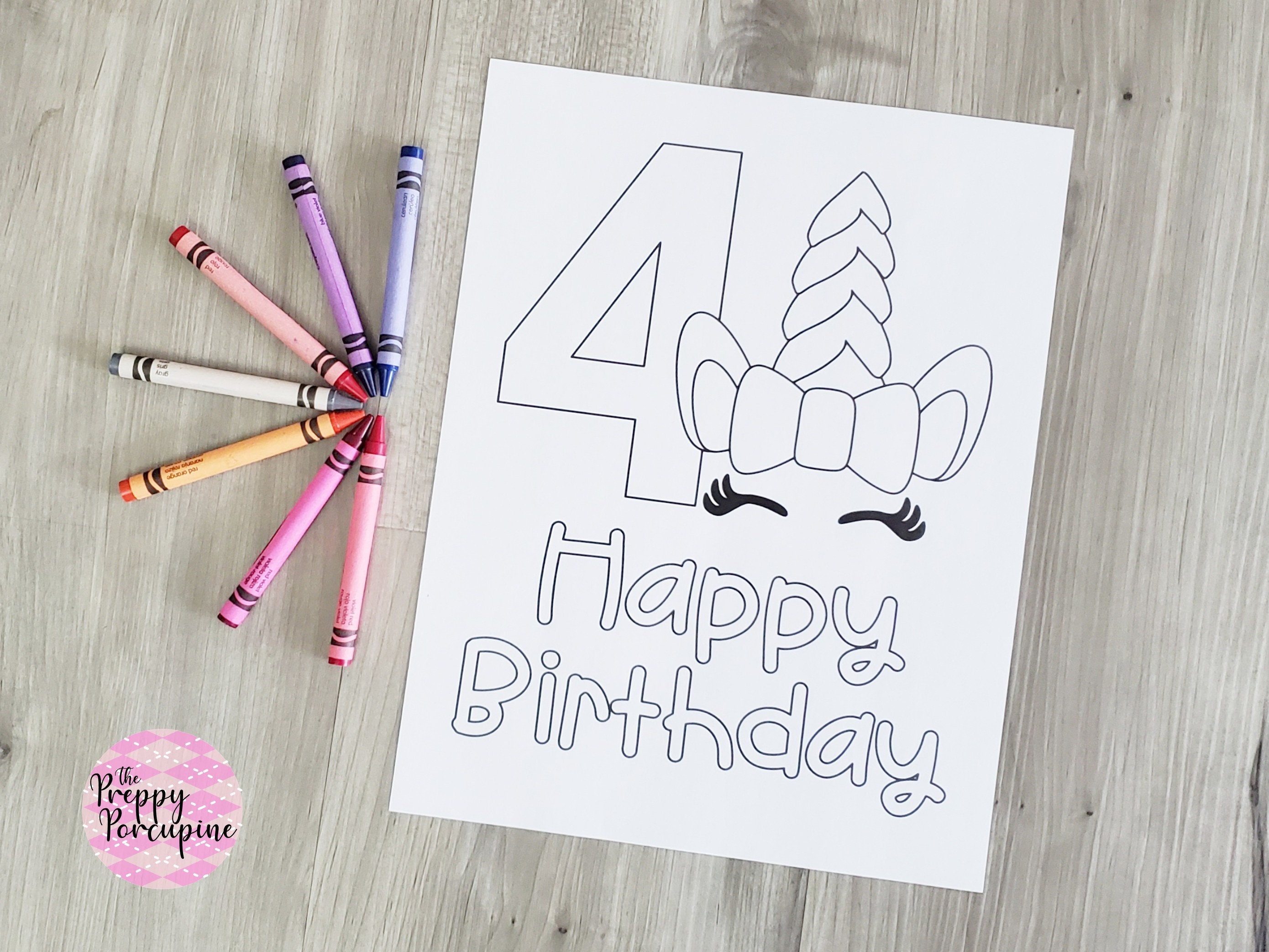 unicorn birthday coloring page coloring sheet unicorn fourth etsy