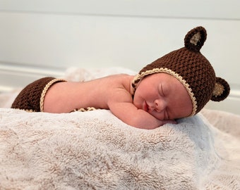 Newborn Teddy Bear Hat and Diaper Cover Pattern