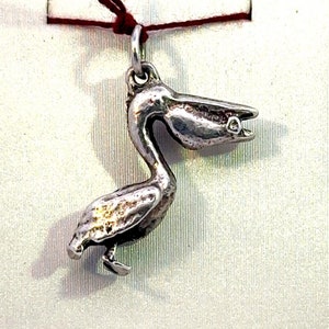 Vintage Sterling Silver Pelican Charm Pendant