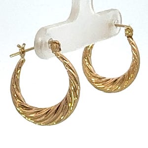 Vintage 14K Solid Gold Twisted Hollow Hoop Earrings