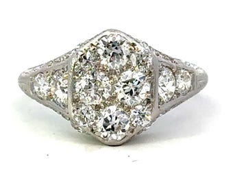 Vintage Platinum Old European Cut Diamond Ring Size 5.5
