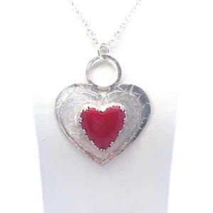 Sterling Silver Rosarita Red Heart Necklace