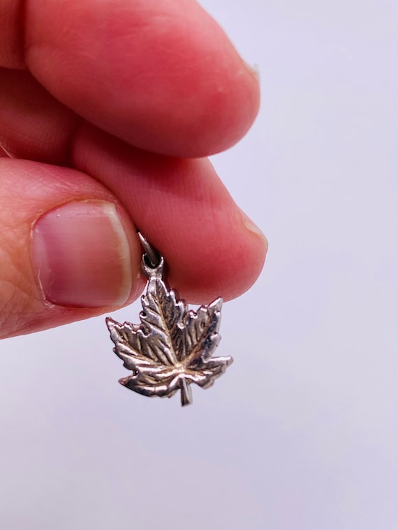 Vintage Sterling Silver Maple Leaf Charm - image 4