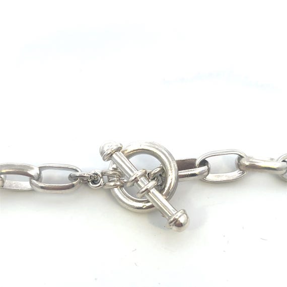 Classic Sterling Silver Oval Link Toggle Necklace… - image 4