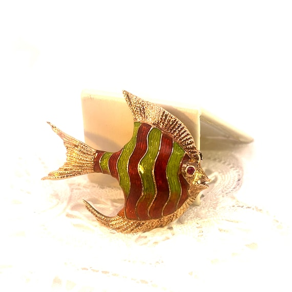 Vintage 14K Solid Yellow Gold Ruby Eye Enamel Sun… - image 7