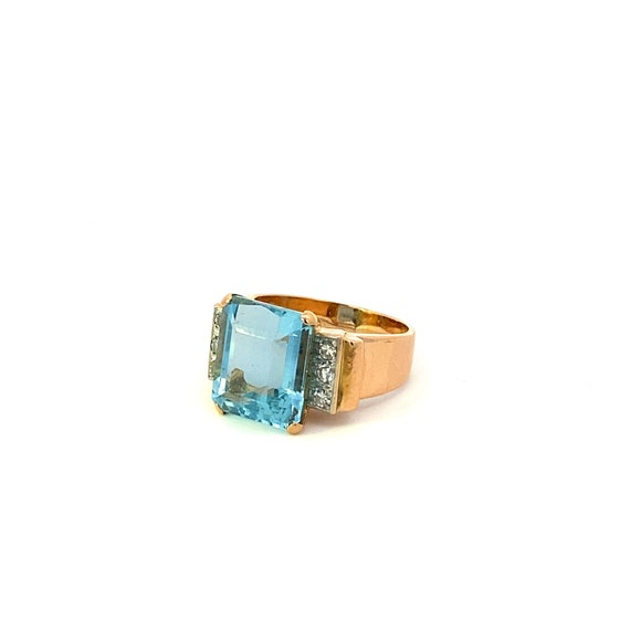 Art Nouveau Aquamarine and Diamond Ring - image 5