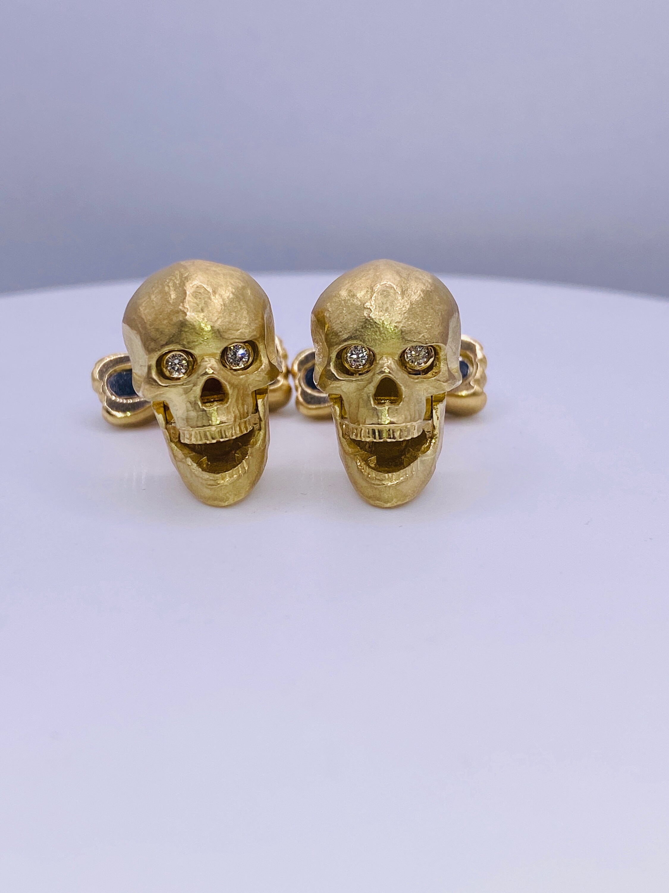 Deakin & Francis Yellow Gold Skull Cufflinks With Popping - Etsy