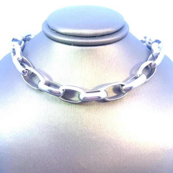 Classic Sterling Silver Oval Link Toggle Necklace… - image 2