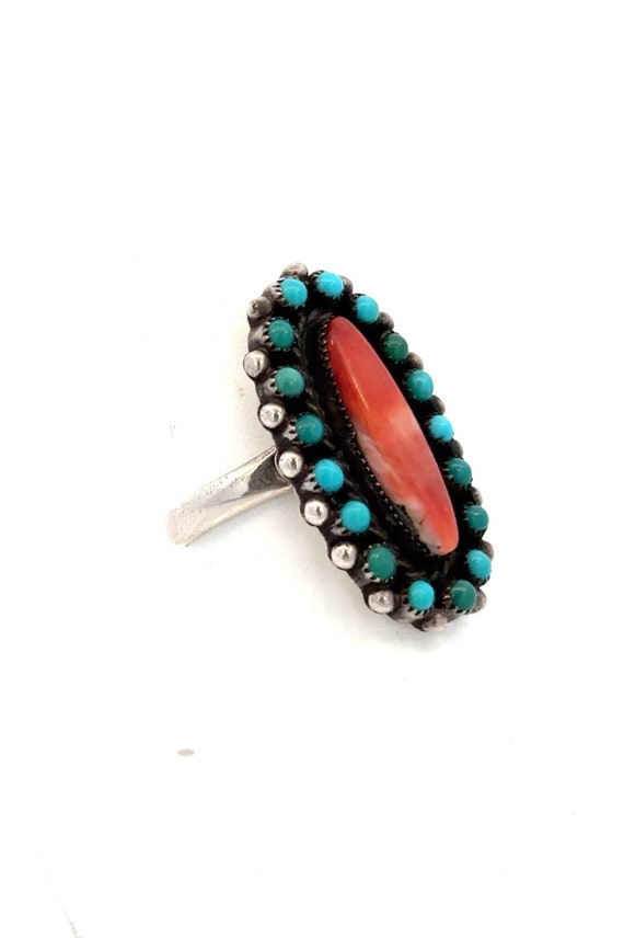 Vintage Sterling Silver Statement Ring with Turqu… - image 1