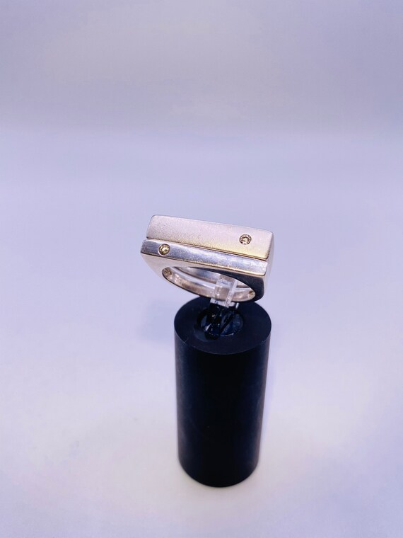 Vintage Stackable Sterling Silver Diamond Rings - image 3