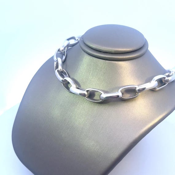Classic Sterling Silver Oval Link Toggle Necklace… - image 3