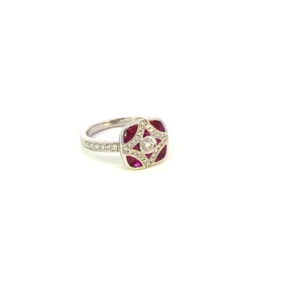 Custom Ruby and Diamond White Gold Ring - image 5