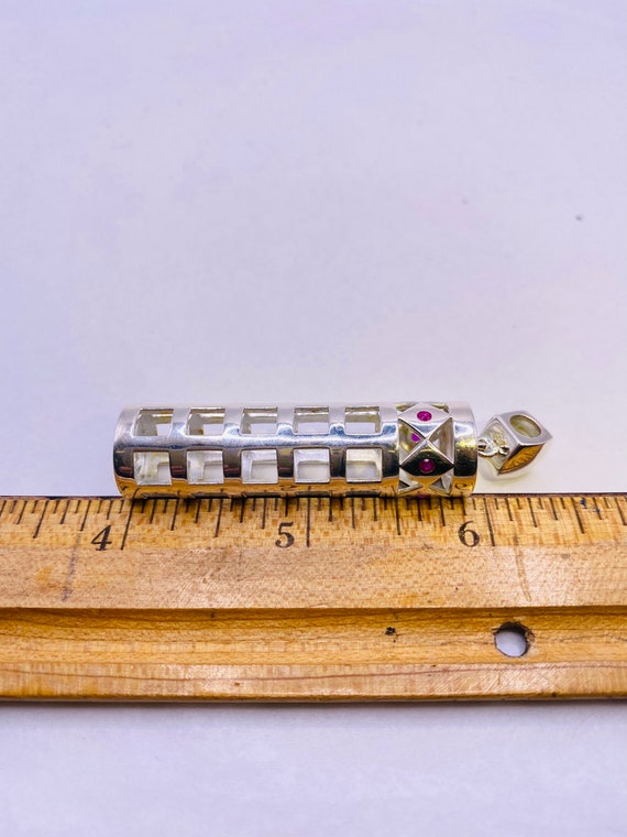 Vintage Silver and Ruby Pendant and Ring Set - image 4