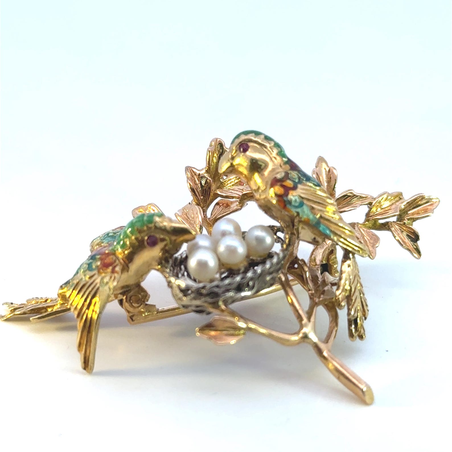 Vintage Solid 18K Yellow Gold and Pearl Bird Broach Pin - Etsy