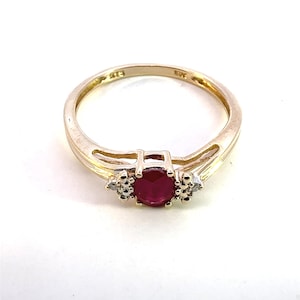 Vintage Ruby and Diamond Yellow Gold Statement Ring