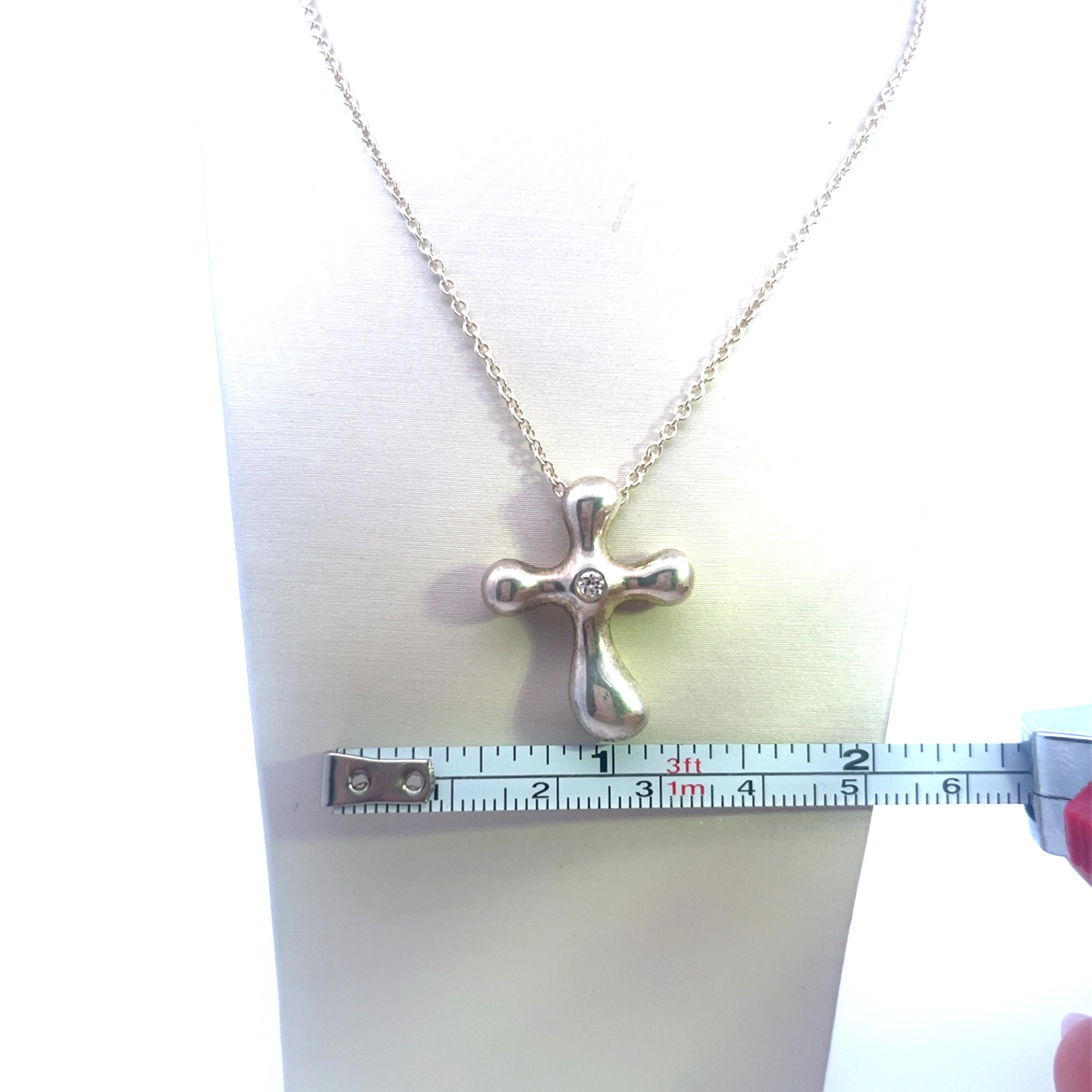 Vintage Tiffany & Co. Elsa Peretti Sterling Silver Diamond Cross