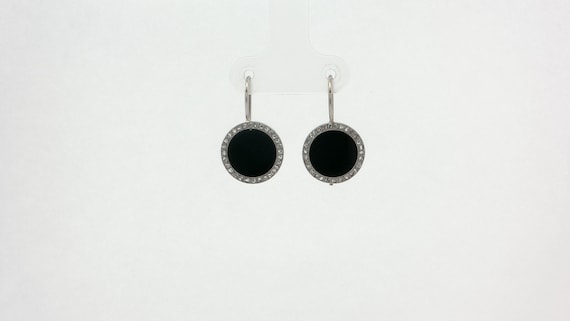 Platinum Diamonds and Onyx Earrings