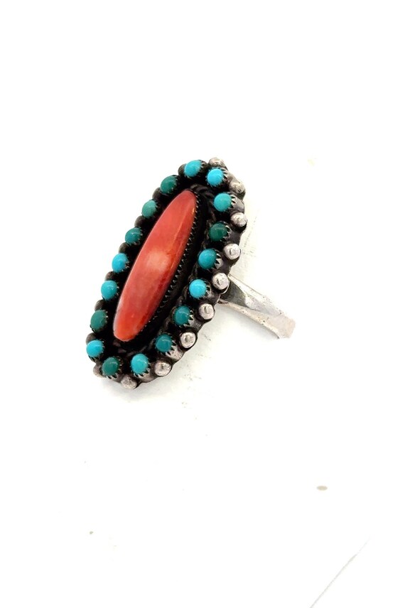 Vintage Sterling Silver Statement Ring with Turqu… - image 5