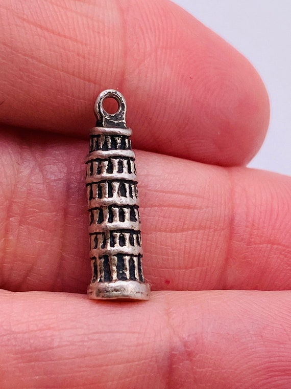 Silver Leaning Tower of Pisa Charm