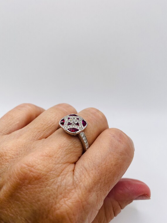 Custom Ruby and Diamond White Gold Ring - image 7