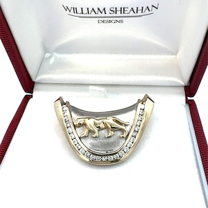 Vintage Diamond Solid Gold Panther Slide Pendant