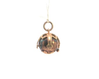 Vintage Unique 9K Yellow Gold Masonic Orb with Hidden Cross Pendant