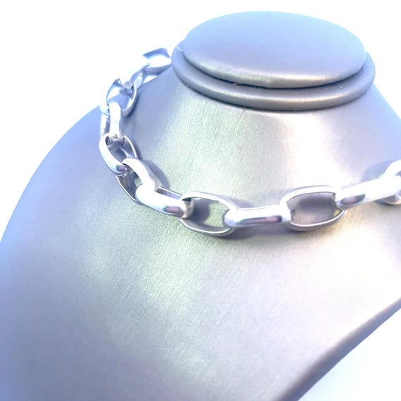 Classic Sterling Silver Oval Link Toggle Necklace… - image 6