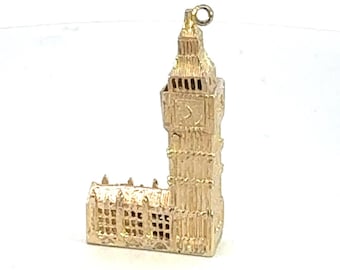 Vintage 9K Solid Yellow Gold London Famous Landmark Charm Pendant