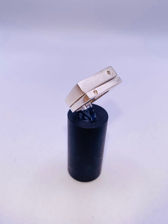 Vintage Stackable Sterling Silver Diamond Rings - image 1