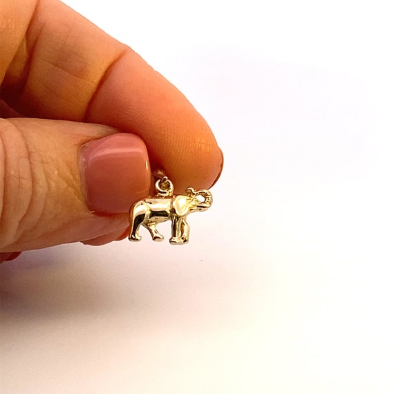 Solid Yellow Gold Elephant Charm - image 1