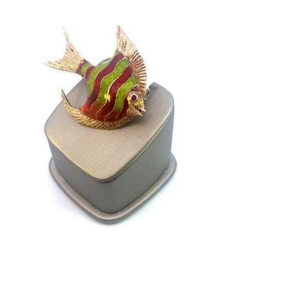 Vintage 14K Solid Yellow Gold Ruby Eye Enamel Sun… - image 4