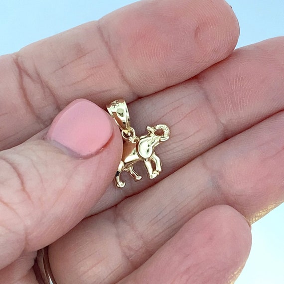 Solid Yellow Gold Elephant Charm - image 4