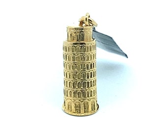 thumbnail image 2 of Silver Leaning Tower Of Pisa Charm - Pewter Bell Tower - Italy Travel Souvenir 2 of 4